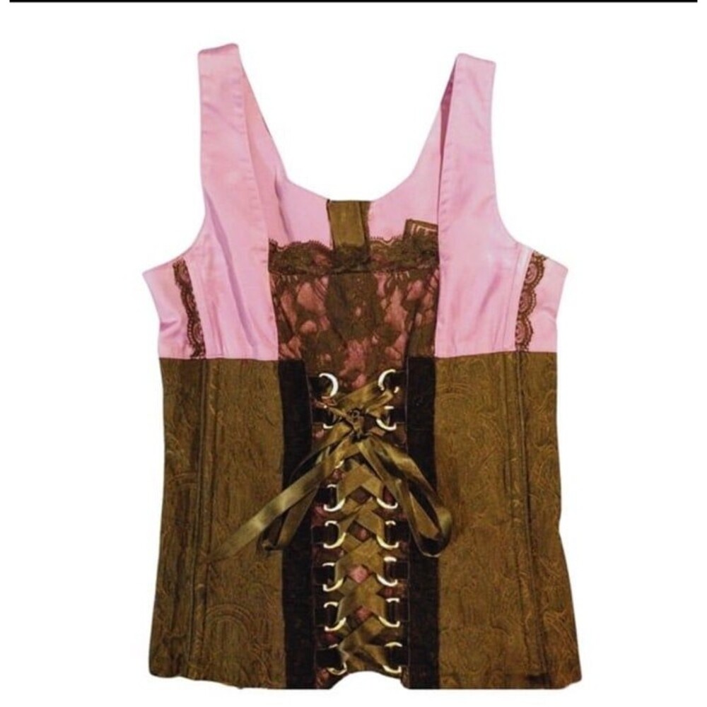 Vintage Tripp NYC Purple & Black Lace Corset Top goth emo romantic whimsigoth s
